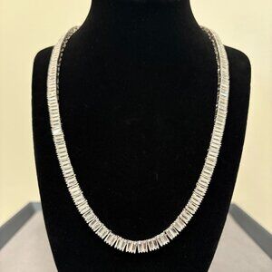Square Baguette Tennis Chain - Silver